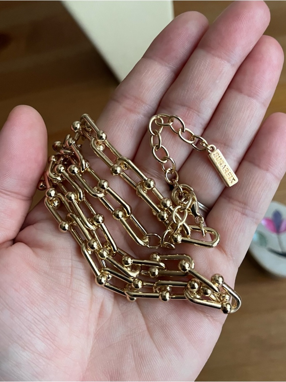 📌SOLD📌Sugarfix by Baublebar link necklace, horse shoe design gold-tone jewelry - Picture 7 of 8